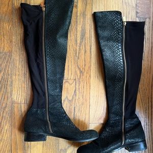Michael Kors Black Snake Skin Over the Knee Boots